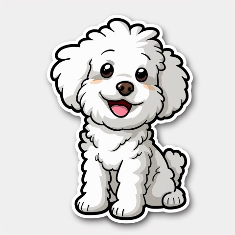 Cute Kawaii Stickers Euphoria Poodle in Japanese Cartoon Style on White Background (22)