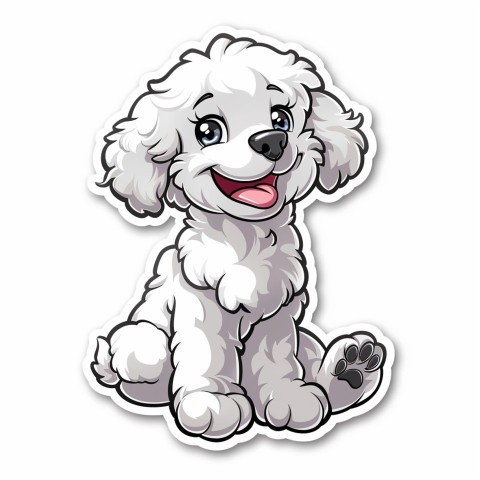 Cute Kawaii Stickers Euphoria Poodle in Japanese Cartoon Style on White Background (29)