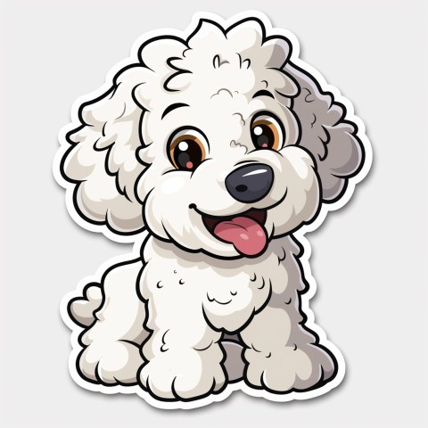 Cute Kawaii Stickers Euphoria Poodle in Japanese Cartoon Style on White Background (38)