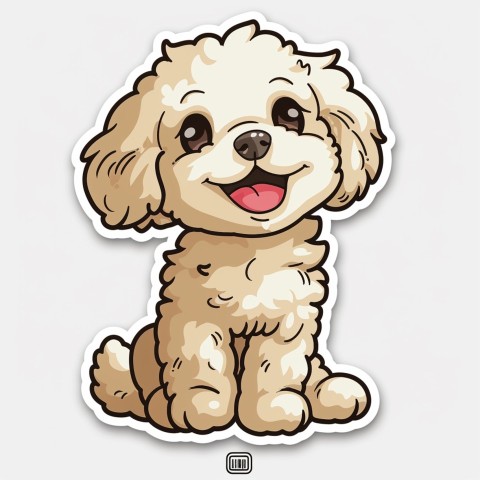 Cute Kawaii Stickers Euphoria Poodle in Japanese Cartoon Style on White Background (23)