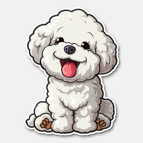 Cute Kawaii Stickers Euphoria Poodle in Japanese Cartoon Style on White Background (30)