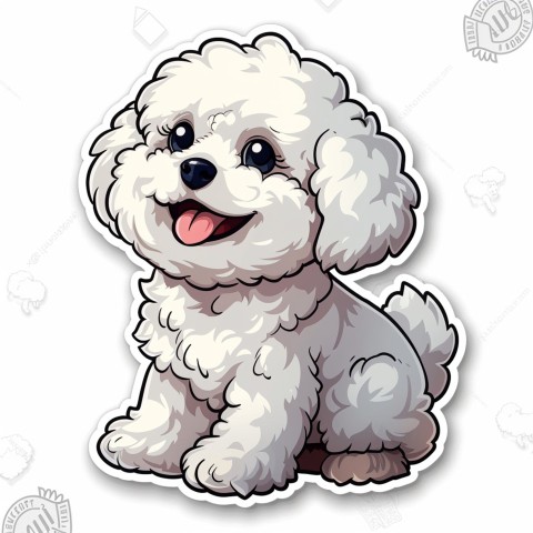 Cute Kawaii Stickers Euphoria Poodle in Japanese Cartoon Style on White Background (37)