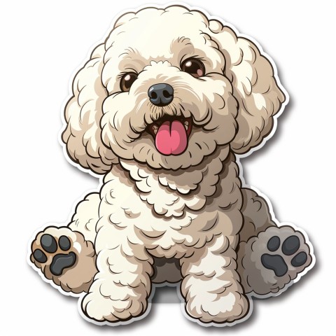 Cute Kawaii Stickers Euphoria Poodle in Japanese Cartoon Style on White Background (35)