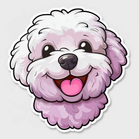 Cute Kawaii Stickers Euphoria Poodle in Japanese Cartoon Style on White Background (31)