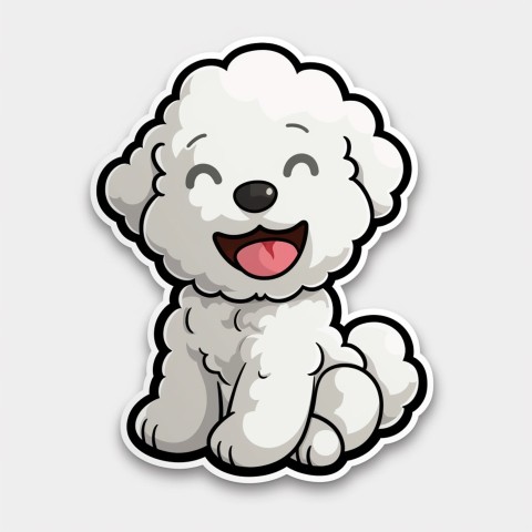 Cute Kawaii Stickers Euphoria Poodle in Japanese Cartoon Style on White Background (49)