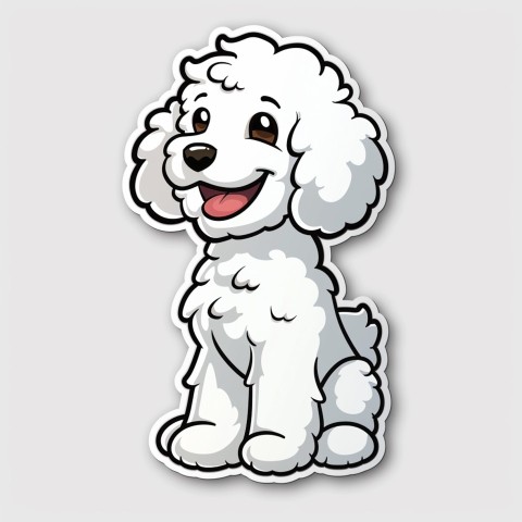 Cute Kawaii Stickers Euphoria Poodle in Japanese Cartoon Style on White Background (52)