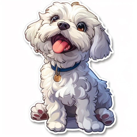 Cute Kawaii Stickers Euphoria Poodle in Japanese Cartoon Style on White Background (41)