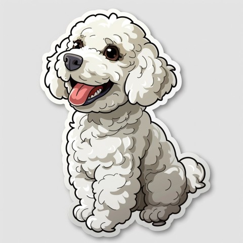 Cute Kawaii Stickers Euphoria Poodle in Japanese Cartoon Style on White Background (46)