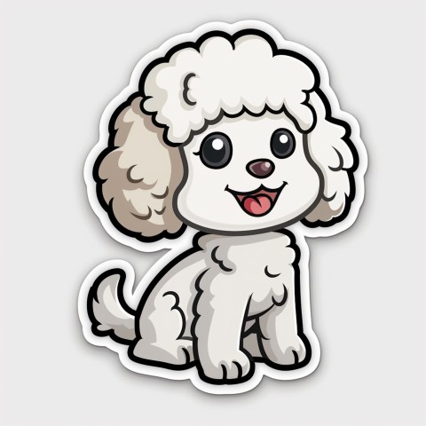 Cute Kawaii Stickers Euphoria Poodle in Japanese Cartoon Style on White Background (59)