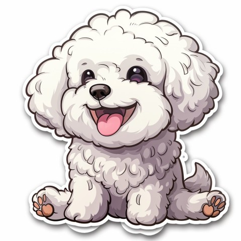 Cute Kawaii Stickers Euphoria Poodle in Japanese Cartoon Style on White Background (54)