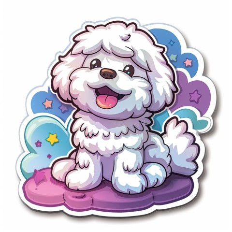 Cute Kawaii Stickers Euphoria Poodle in Japanese Cartoon Style on White Background (55)