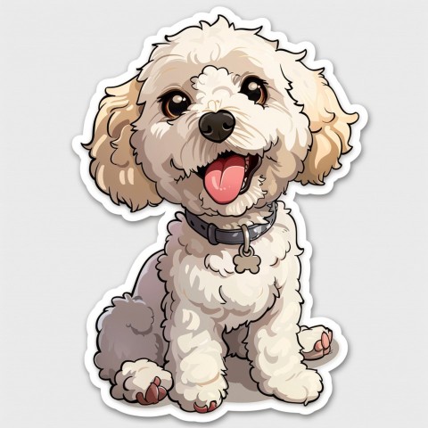 Cute Kawaii Stickers Euphoria Poodle in Japanese Cartoon Style on White Background (57)