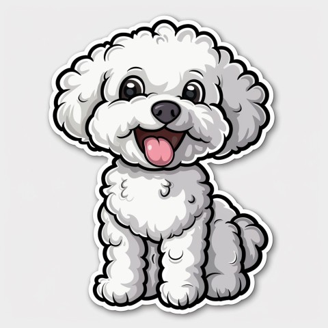 Cute Kawaii Stickers Euphoria Poodle in Japanese Cartoon Style on White Background (70)