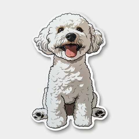 Cute Kawaii Stickers Euphoria Poodle in Japanese Cartoon Style on White Background (69)