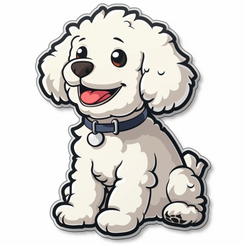 Cute Kawaii Stickers Euphoria Poodle in Japanese Cartoon Style on White Background (71)