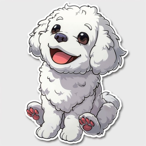 Cute Kawaii Stickers Euphoria Poodle in Japanese Cartoon Style on White Background (63)