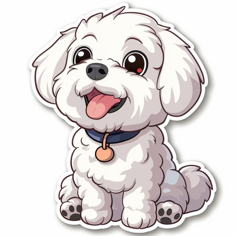 Cute Kawaii Stickers Euphoria Poodle in Japanese Cartoon Style on White Background (68)