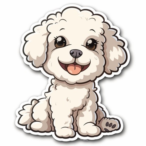 Cute Kawaii Stickers Euphoria Poodle in Japanese Cartoon Style on White Background (94)