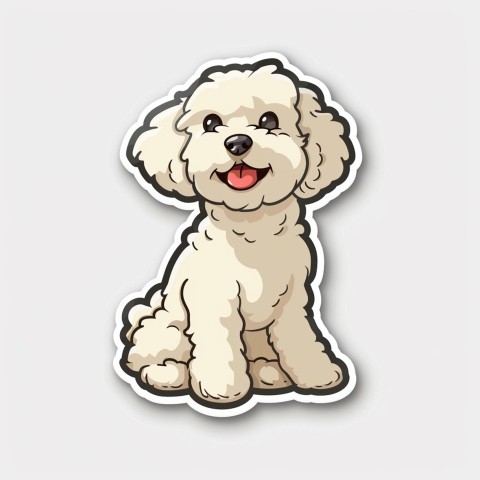 Cute Kawaii Stickers Euphoria Poodle in Japanese Cartoon Style on White Background (84)