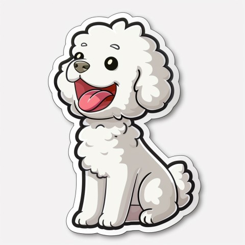 Cute Kawaii Stickers Euphoria Poodle in Japanese Cartoon Style on White Background (86)