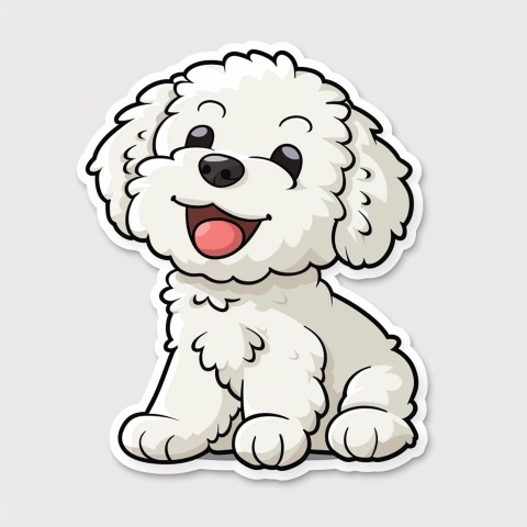 Cute Kawaii Stickers Euphoria Poodle in Japanese Cartoon Style on White Background (87)