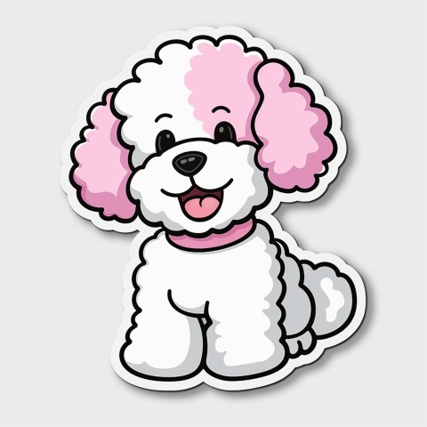 Cute Kawaii Stickers Euphoria Poodle in Japanese Cartoon Style on White Background (83)