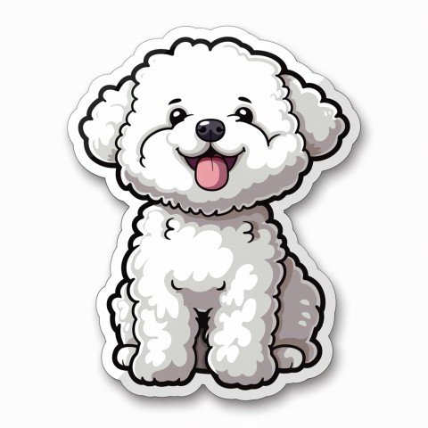 Cute Kawaii Stickers Euphoria Poodle in Japanese Cartoon Style on White Background (89)