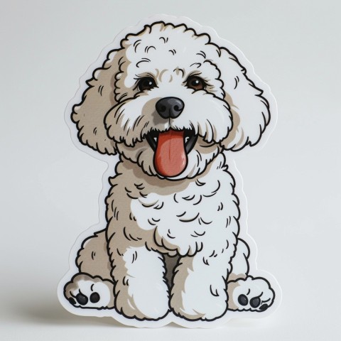 Cute Kawaii Stickers Euphoria Poodle in Japanese Cartoon Style on White Background (97)