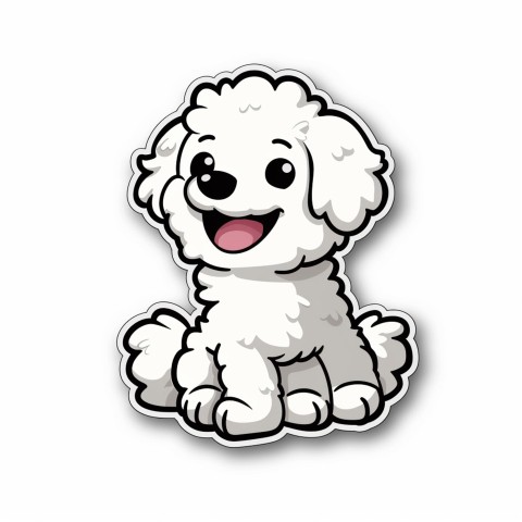 Cute Kawaii Stickers Euphoria Poodle in Japanese Cartoon Style on White Background (107)