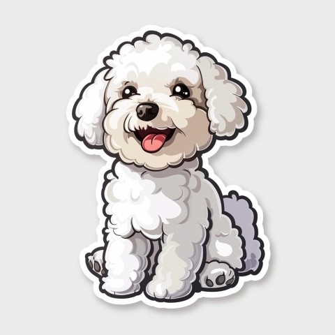 Cute Kawaii Stickers Euphoria Poodle in Japanese Cartoon Style on White Background (111)