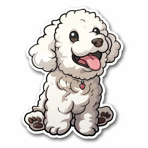 Cute Kawaii Stickers Euphoria Poodle in Japanese Cartoon Style on White Background (114)