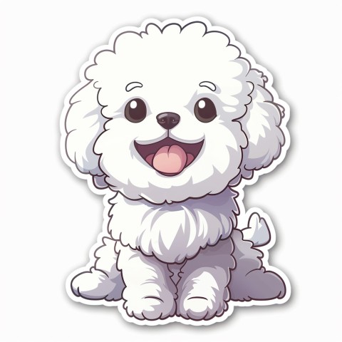 Cute Kawaii Stickers Euphoria Poodle in Japanese Cartoon Style on White Background (102)