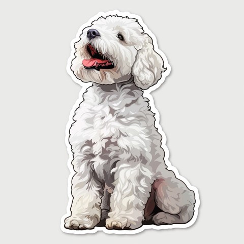 Cute Kawaii Stickers Euphoria Poodle in Japanese Cartoon Style on White Background (119)