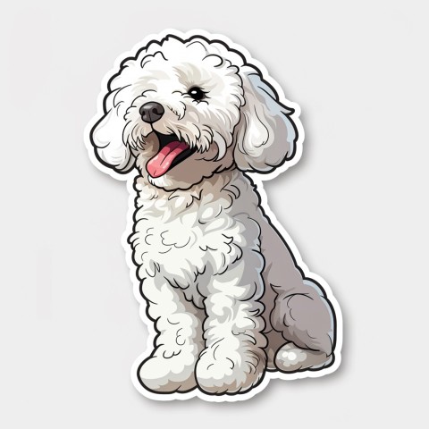 Cute Kawaii Stickers Euphoria Poodle in Japanese Cartoon Style on White Background (104)