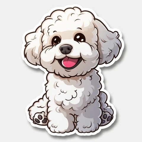 Cute Kawaii Stickers Euphoria Poodle in Japanese Cartoon Style on White Background (116)