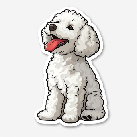 Cute Kawaii Stickers Euphoria Poodle in Japanese Cartoon Style on White Background (121)