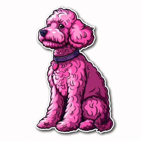 Cute Kawaii Stickers Euphoria Poodle in Japanese Cartoon Style on White Background (106)