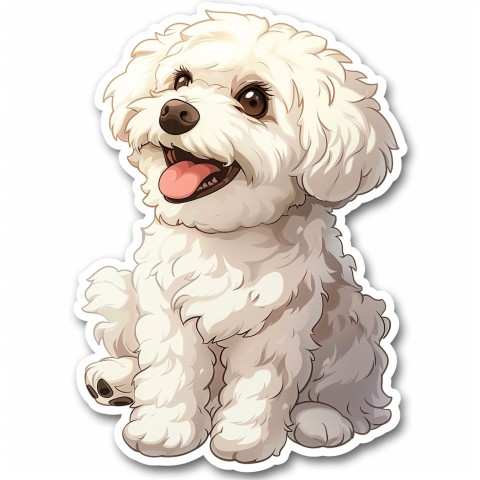 Cute Kawaii Stickers Euphoria Poodle in Japanese Cartoon Style on White Background (122)