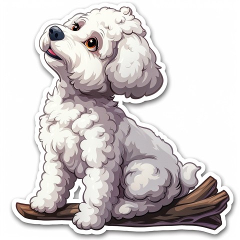 Cute Kawaii Stickers Euphoria Poodle in Japanese Cartoon Style on White Background (108)