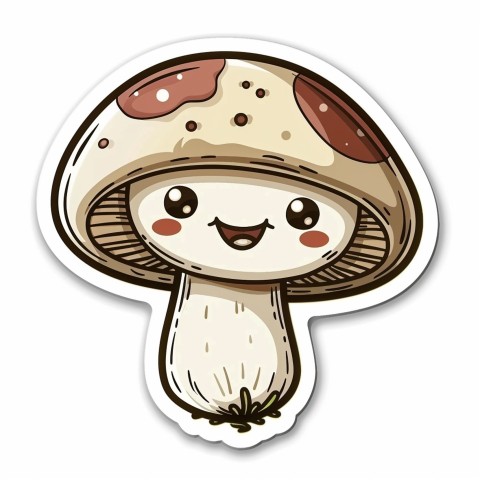 Cute Kawaii Stickers Magic Mushroom Cartoon on White Background (44)