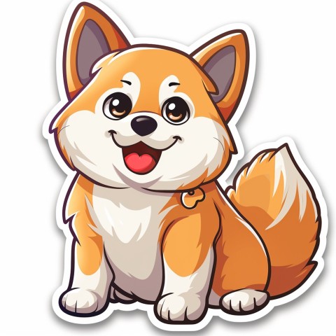 Cute Kawaii Stickers Adorable Dog with White Background (17)