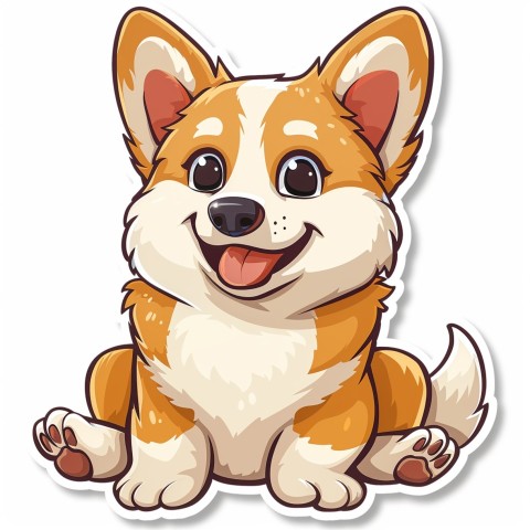 Cute Kawaii Stickers Adorable Dog with White Background (11)