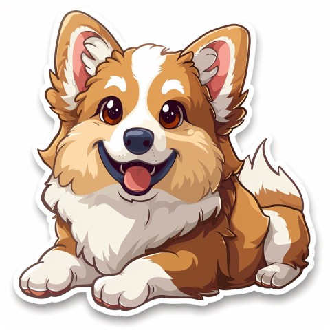 Cute Kawaii Stickers Adorable Dog with White Background (9)