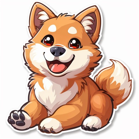 Cute Kawaii Stickers Adorable Dog with White Background (8)