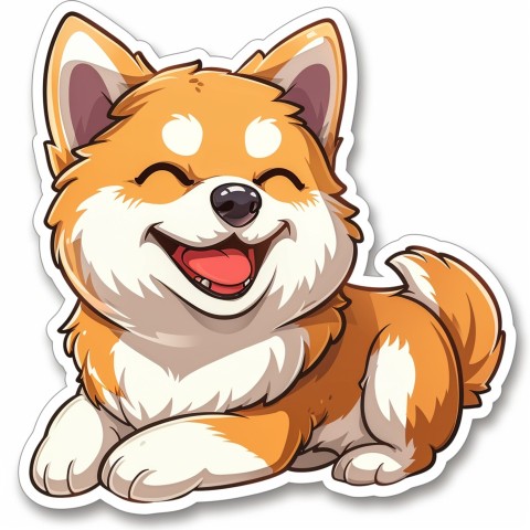 Cute Kawaii Stickers Adorable Dog with White Background (40)