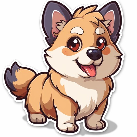 Cute Kawaii Stickers Adorable Dog with White Background (23)