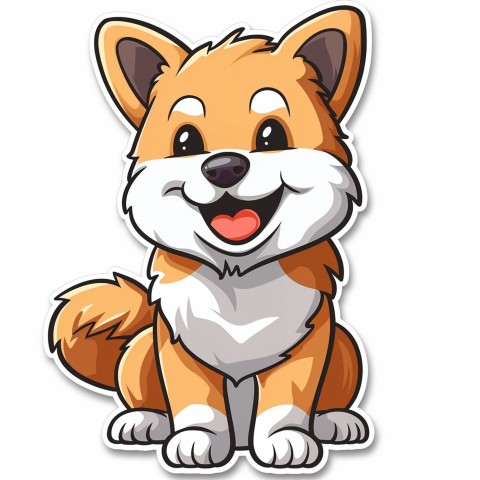 Cute Kawaii Stickers Adorable Dog with White Background (47)