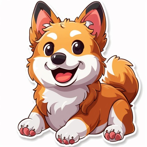 Cute Kawaii Stickers Adorable Dog with White Background (58)