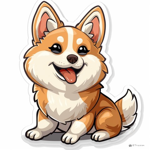 Cute Kawaii Stickers Adorable Dog with White Background (80)