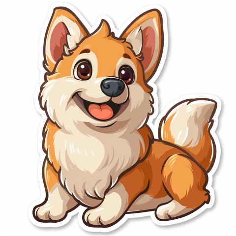 Cute Kawaii Stickers Adorable Dog with White Background (65)